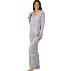 Cotton Rich Long Sleeve Notch Collar Top with Long Pant Pajama Set