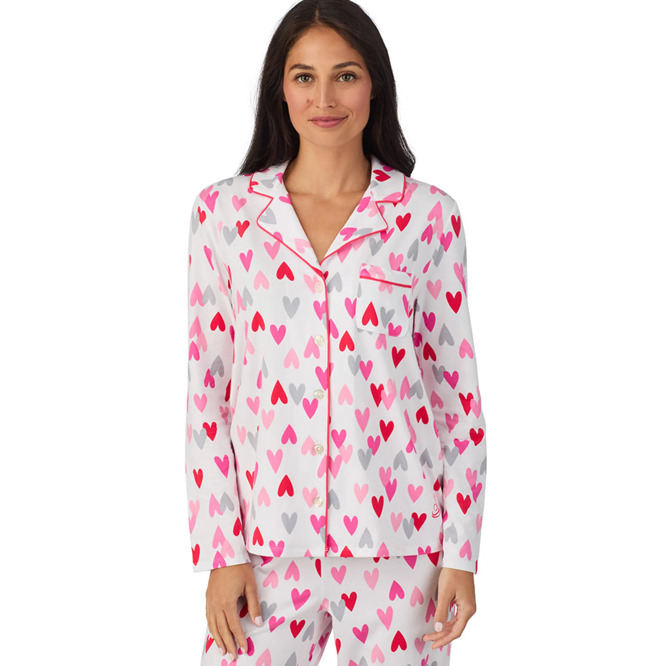 Cotton Rich Long Sleeve Notch Collar Top with Long Pant Pajama Set