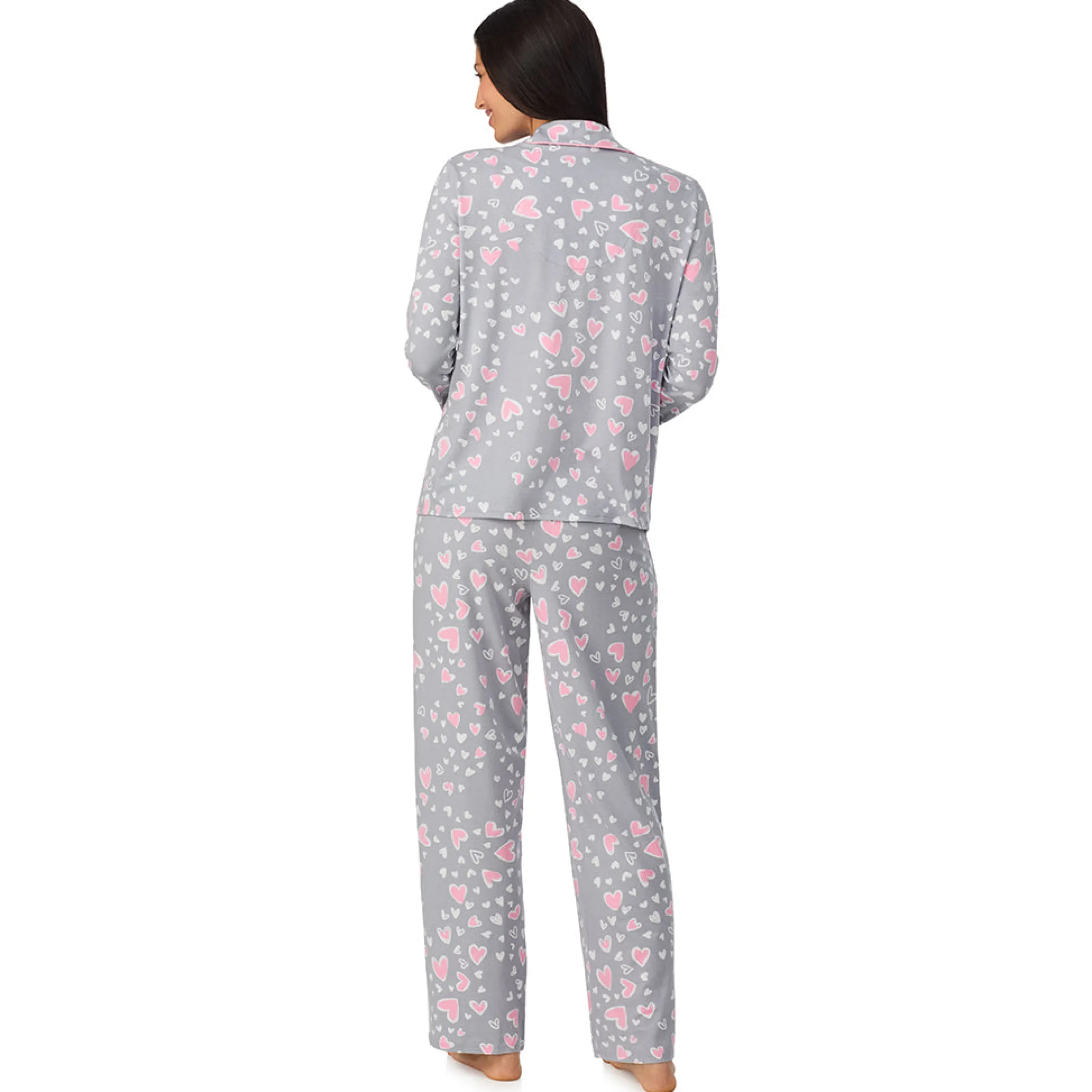 Cotton Rich Long Sleeve Notch Collar Top with Long Pant Pajama Set