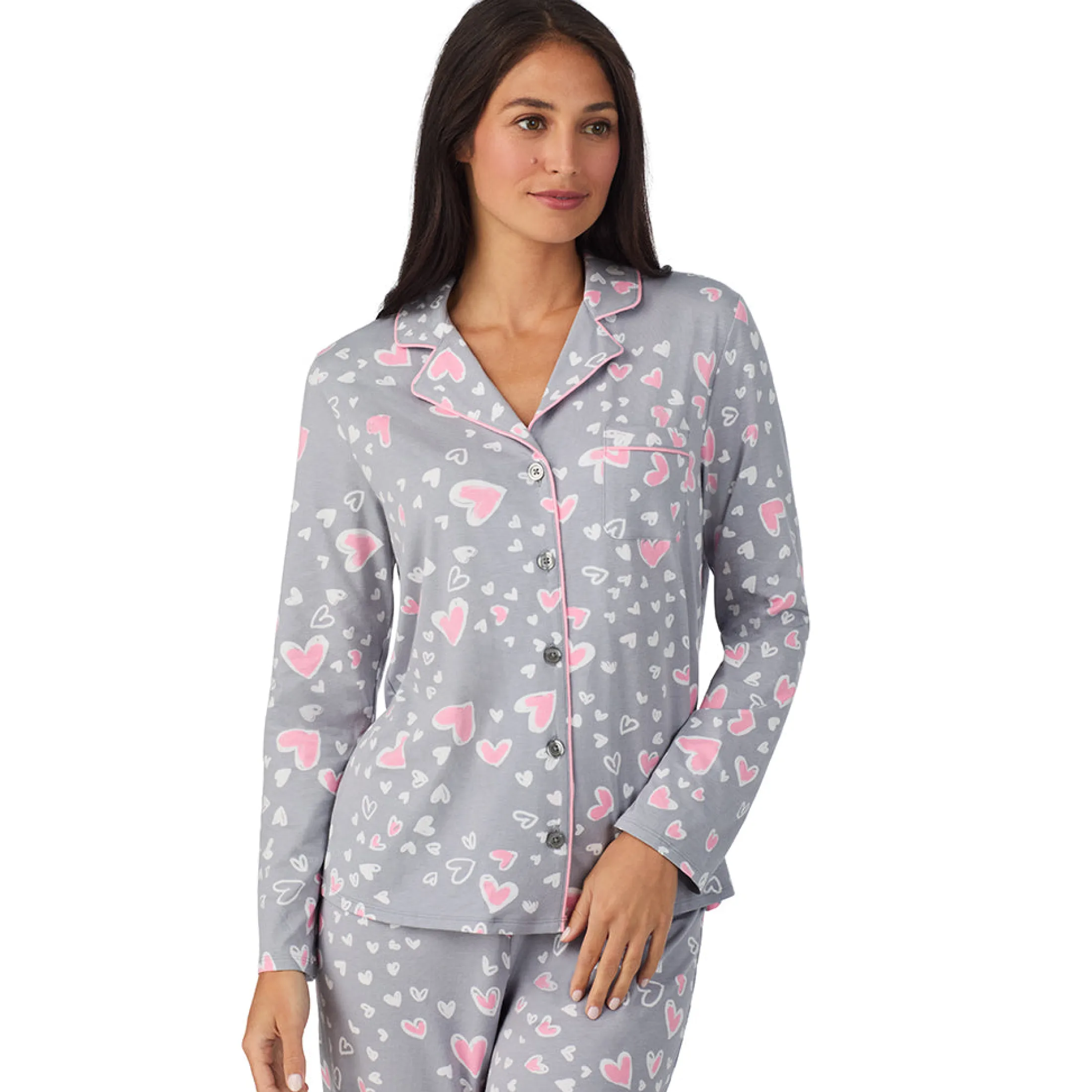 Cotton Rich Long Sleeve Notch Collar Top with Long Pant Pajama Set