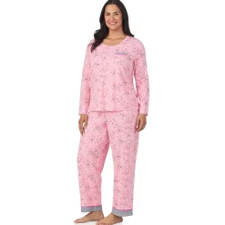 Cotton Rich Long Sleeve Top with Pant Pajama Set PLUS