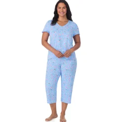 Cotton Rich Ruffled Short Sleeve Top with Pant Pajama Set PLUS