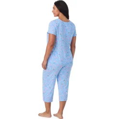 Cotton Rich Ruffled Short Sleeve Top with Pant Pajama Set PLUS