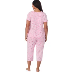 Cotton Rich Ruffled Short Sleeve Top with Pant Pajama Set PLUS