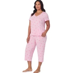 Cotton Rich Ruffled Short Sleeve Top with Pant Pajama Set PLUS