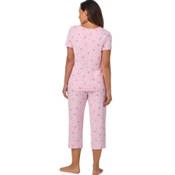 Cotton Rich Ruffled Short Sleeve Top with Pant Pajama Set