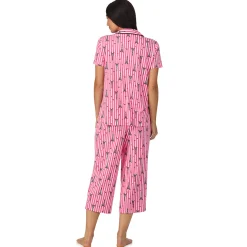 Cotton Rich Short Sleeve Notch Collar Top with Cropped Pant Pajama Set