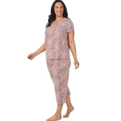 Cotton Rich Short Sleeve Top with Cropped Pant Pajama Set PLUS