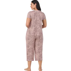 Cotton Rich Short Sleeve Top with Cropped Pant Pajama Set PLUS