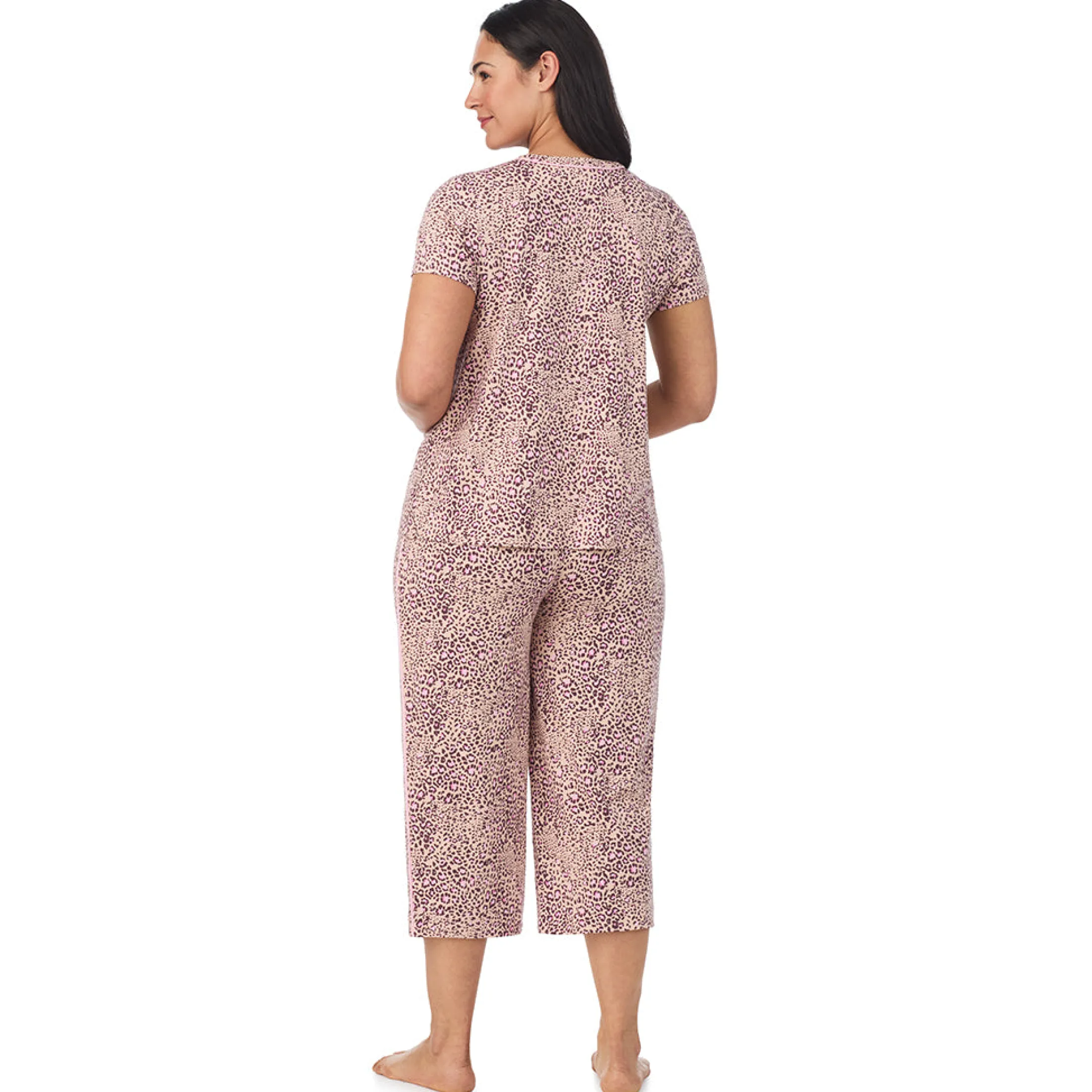 Cotton Rich Short Sleeve Top with Cropped Pant Pajama Set PLUS