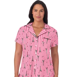 Cotton Rich Short Sleeve Notch Collar Top with Cropped Pant Pajama Set