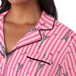 Cotton Rich Short Sleeve Notch Collar Top with Cropped Pant Pajama Set