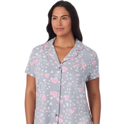 Cotton Rich Short Sleeve Notch Collar Top with Cropped Pant Pajama Set