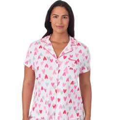 Cotton Rich Short Sleeve Notch Collar Top with Cropped Pant Pajama Set