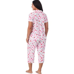 Cotton Rich Short Sleeve Notch Collar Top with Cropped Pant Pajama Set