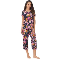 Cotton Rich Short Sleeve Top with Cropped Pant Pajama Set