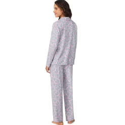 Cotton-Blend Long Sleeve Notch Collar 2-Pc Pajama Set