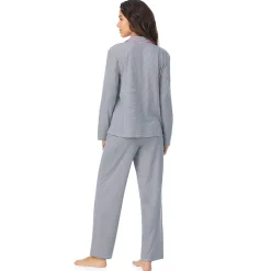 Cotton-Blend Long Sleeve Notch Collar 2-Pc Pajama Set