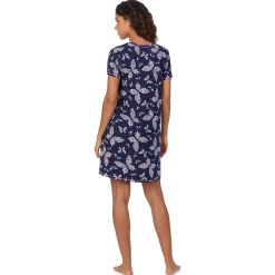 Cotton-Blend Short Sleeve V-Neck Sleep Shirt