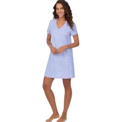 Cotton-Blend Short Sleeve V-Neck Sleep Shirt