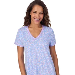 Cotton-Blend Short Sleeve V-Neck Sleep Shirt