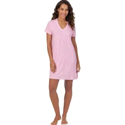 Cotton-Blend Short Sleeve V-Neck Sleep Shirt