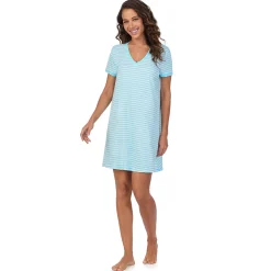 Cotton-Blend Short Sleeve V-Neck Sleep Shirt