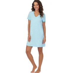 Cotton-Blend Short Sleeve V-Neck Sleep Shirt