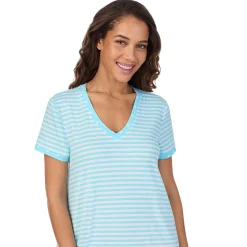 Cotton-Blend Short Sleeve V-Neck Sleep Shirt