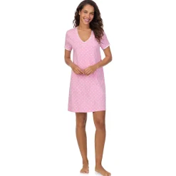 Cotton-Blend Short Sleeve V-Neck Sleep Shirt