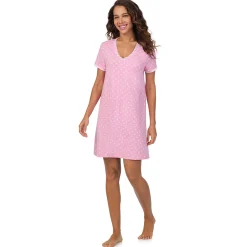 Cotton-Blend Short Sleeve V-Neck Sleep Shirt