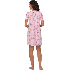 Cotton-Blend Short Sleeve V-Neck Sleep Shirt