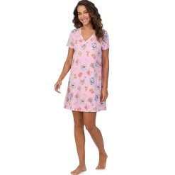 Cotton-Blend Short Sleeve V-Neck Sleep Shirt