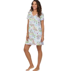 Cotton-Blend Short Sleeve V-Neck Sleep Shirt