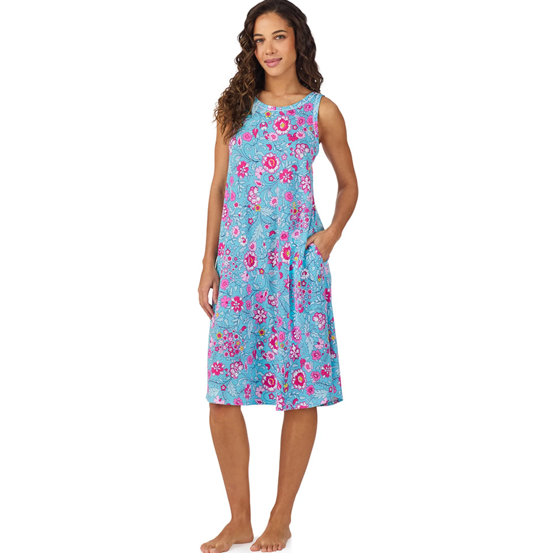 Cotton-Blend Sleeveless Sleep Midi-Gown