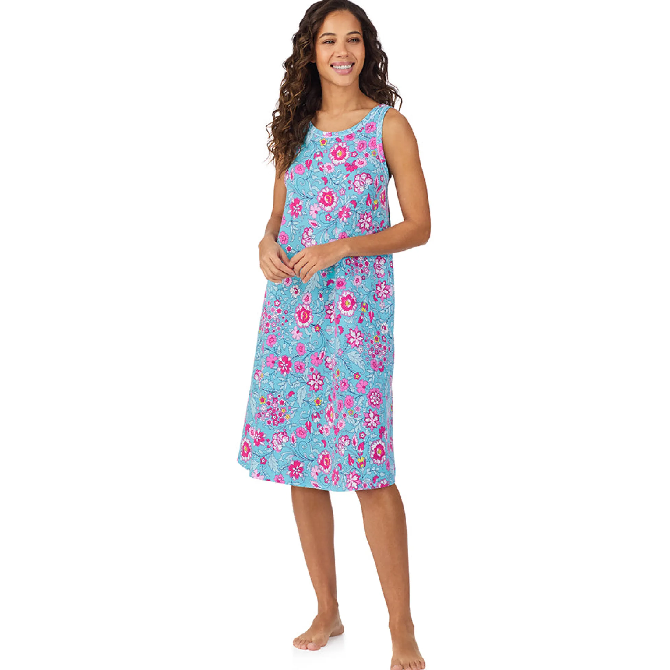 Cotton-Blend Sleeveless Sleep Midi-Gown