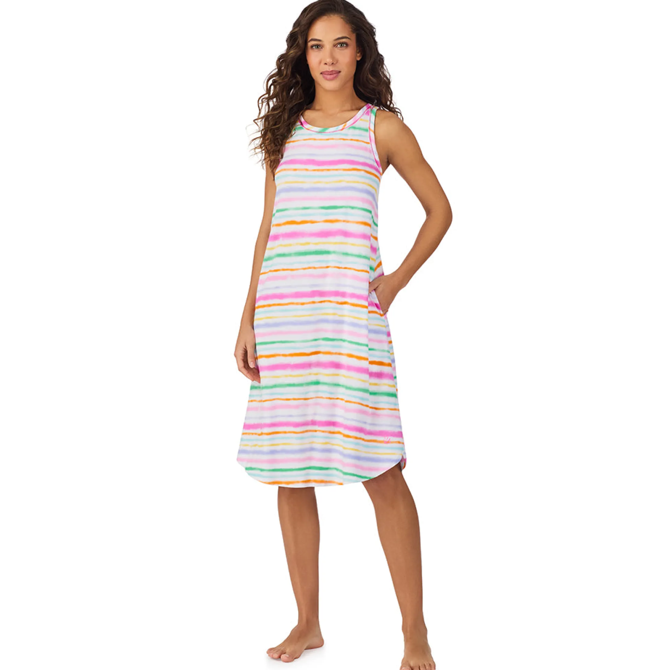 Cotton-Blend Sleeveless Sleep Midi-Gown