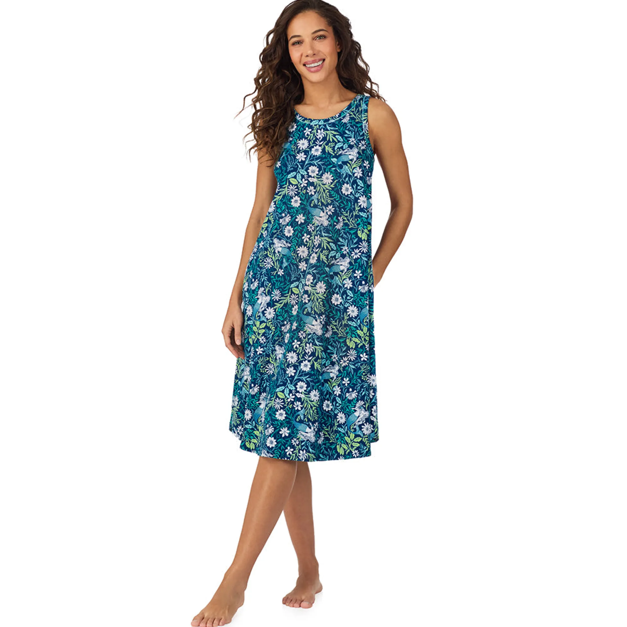 Cotton-Blend Sleeveless Sleep Midi-Gown