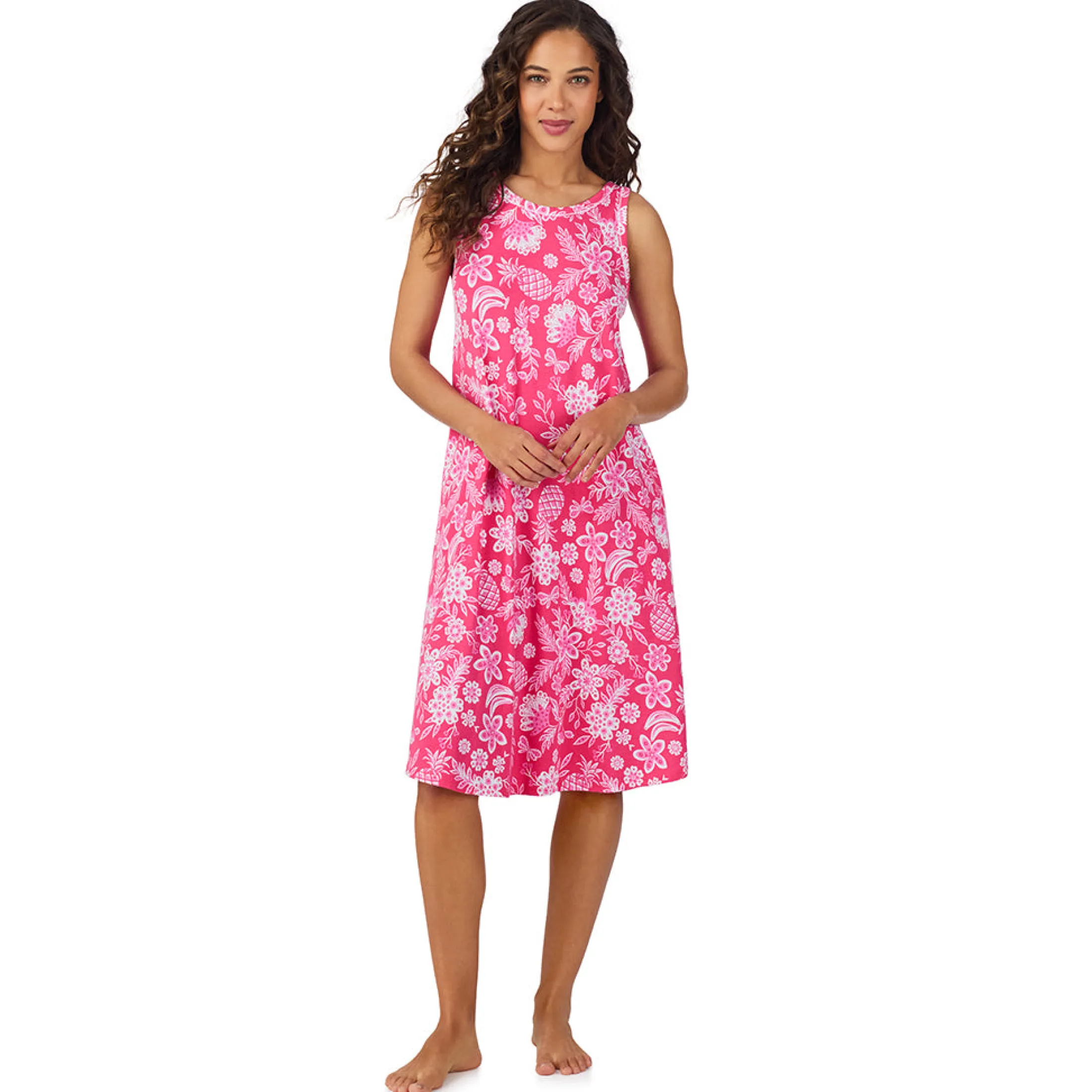 Cotton-Blend Sleeveless Sleep Midi-Gown