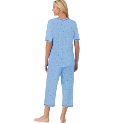 Cuddl Smart Elbow Sleeve Top with Cropped Pant Pajama Set