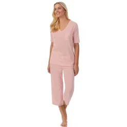 Cuddl Smart Elbow Sleeve Top with Cropped Pant Pajama Set