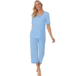 Cuddl Smart Elbow Sleeve Top with Cropped Pant Pajama Set