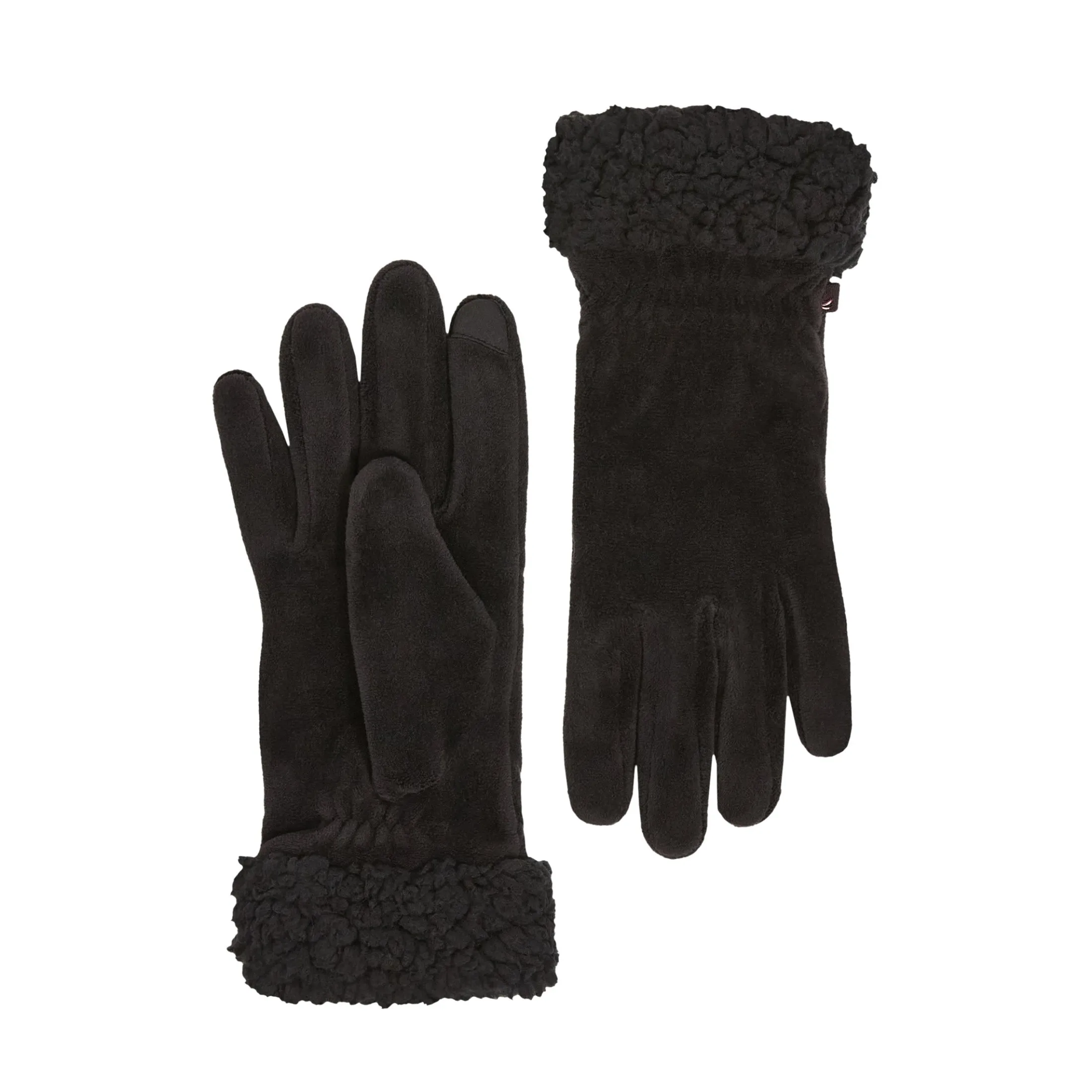 Double Plush Velour and Faux Fur Gloves with Sherpa Cuff