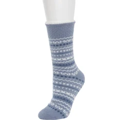Fairisle Popcorn Cozy Lined Lounge Crew Sock