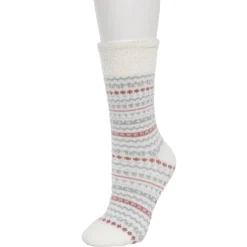 Fairisle Popcorn Cozy Lined Lounge Crew Sock