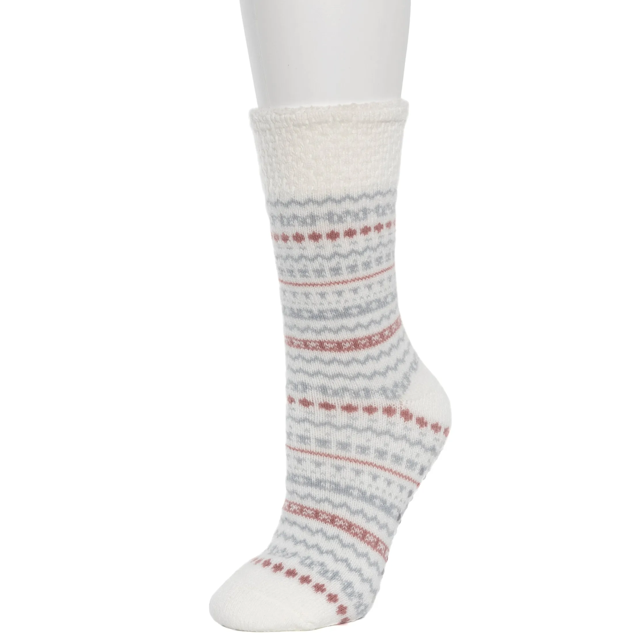 Fairisle Popcorn Cozy Lined Lounge Crew Sock