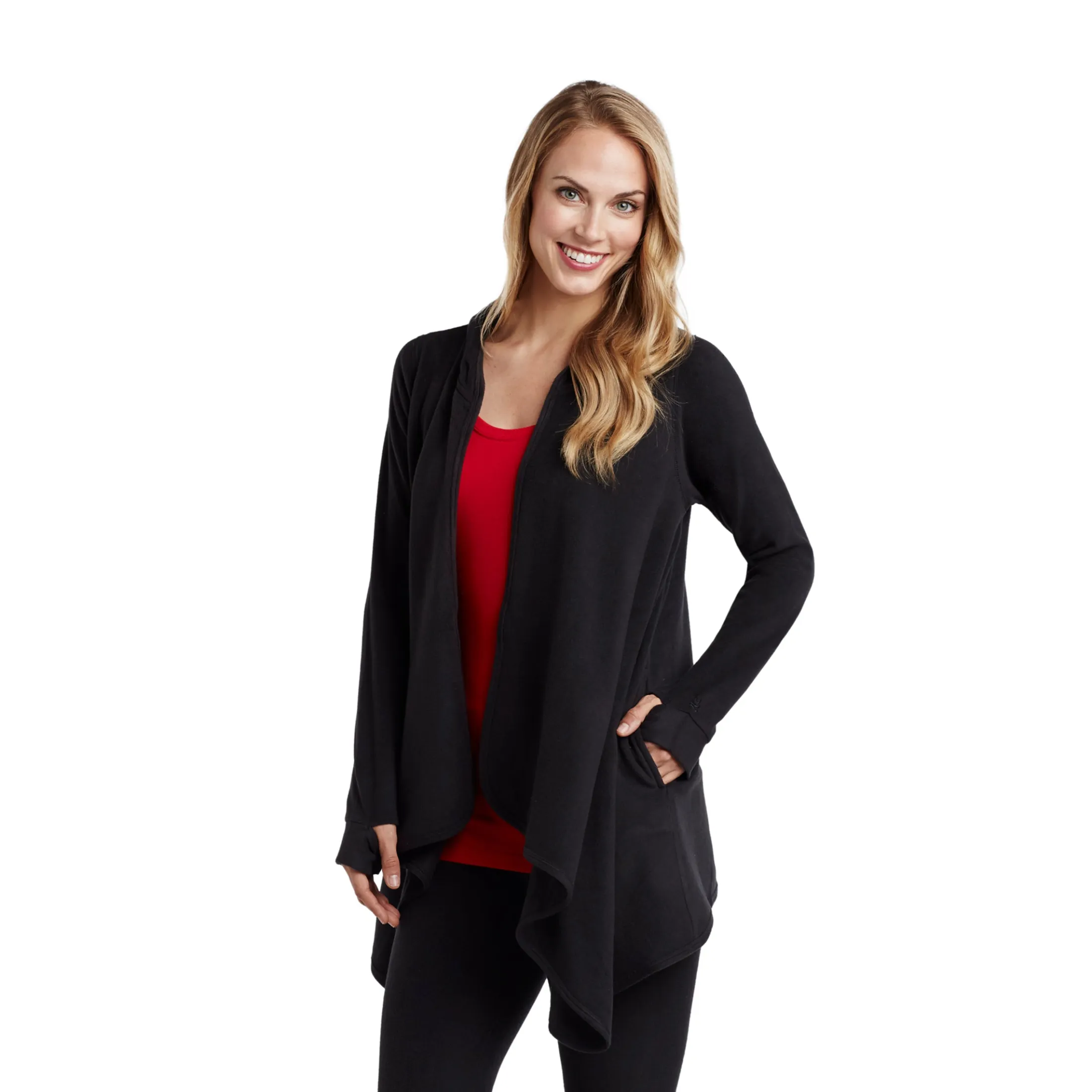 Fleecewear With Stretch Long Sleeve Hooded Wrap