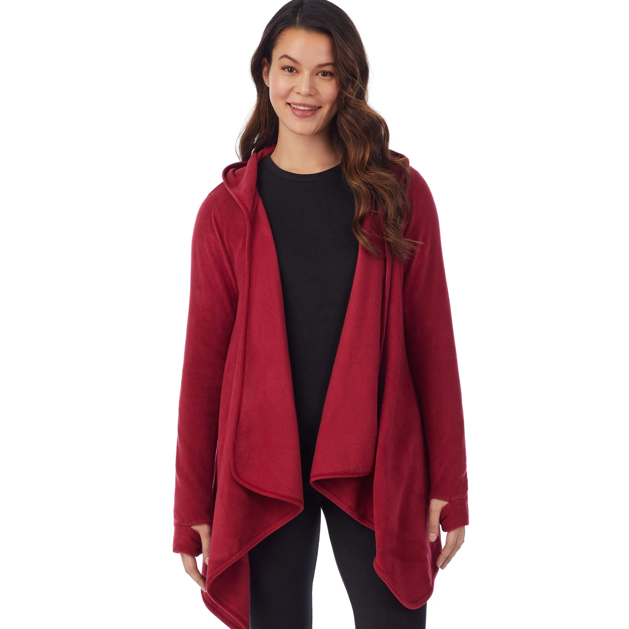 Fleecewear With Stretch Long Sleeve Hooded Wrap