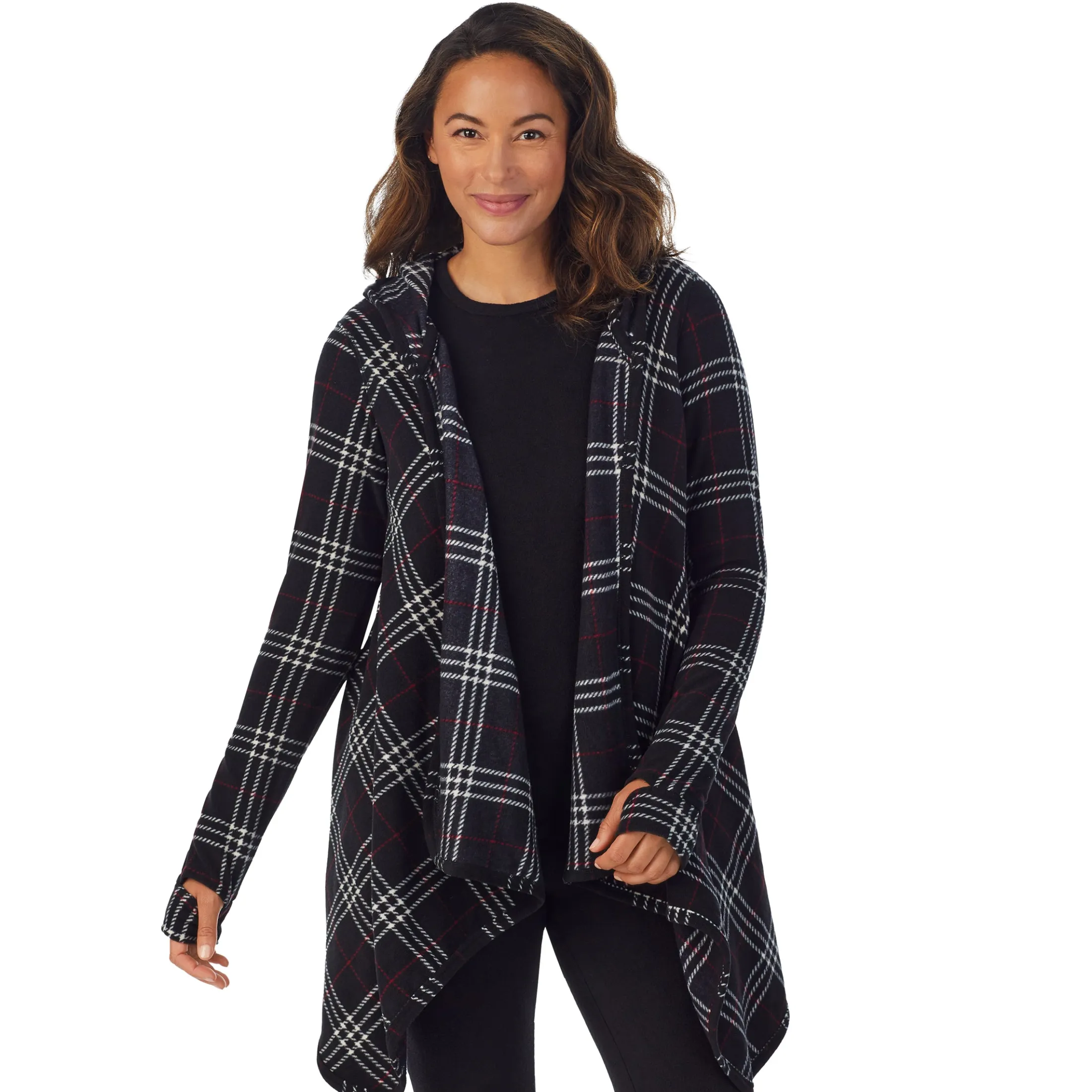 Fleecewear With Stretch Long Sleeve Hooded Wrap