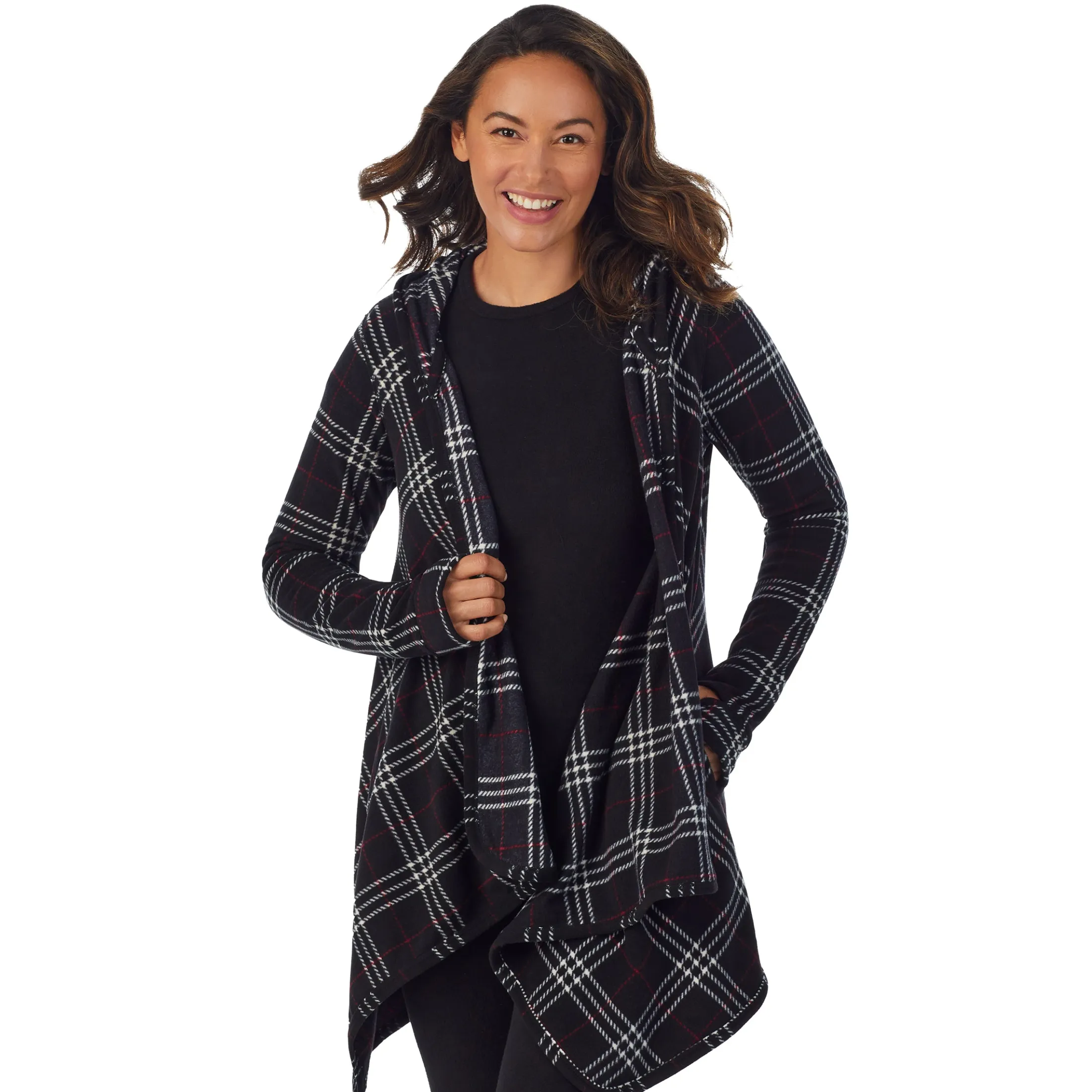 Fleecewear With Stretch Long Sleeve Hooded Wrap